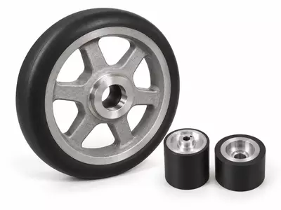 Rubber coating of rollers and wheels